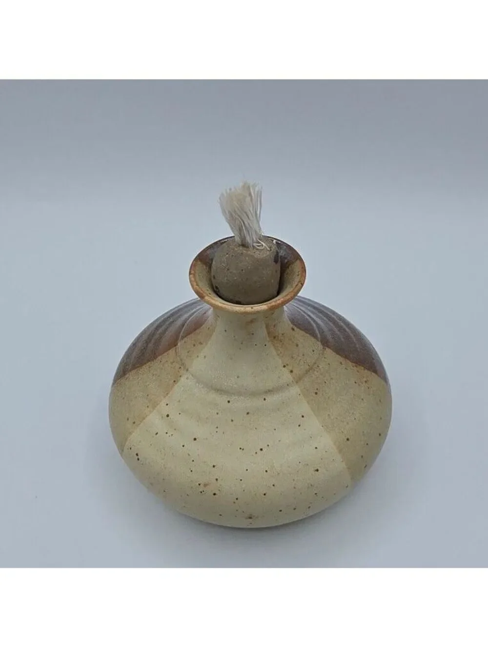Vintage Hanselmann Pottery Stoneware Oil Lamp Signed